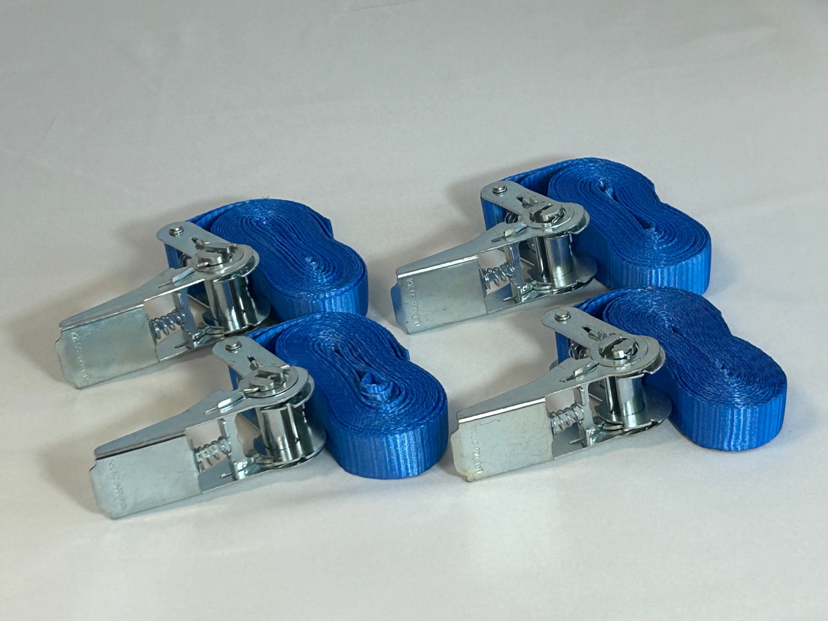 Spanngurt 25mm 6,0m mit Ratsche, 4er Set, 800daN in der Umreifung