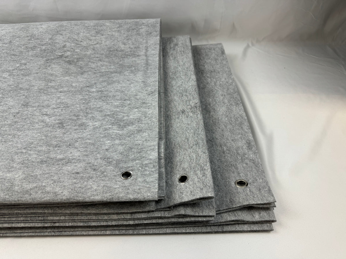 Archery Backstop ca. 200x100 cm aus grauem doppellagigem 2x3mm Filz mit 6 Ösen